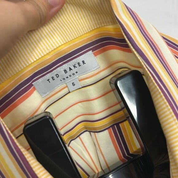 Ted Baker Striped Long Sleeve Button Up Shirt Ted 5 US 10/12 - Picture 6 of 8